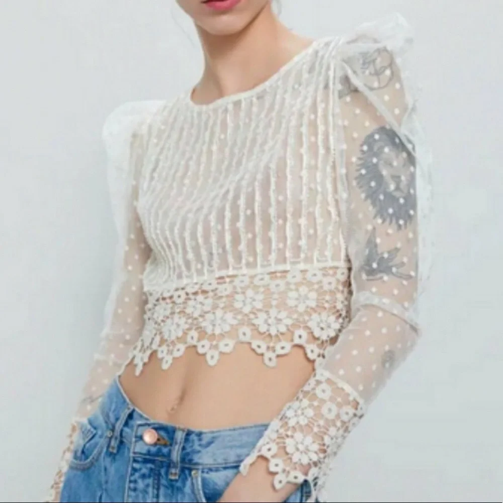 Zara dotted mesh top